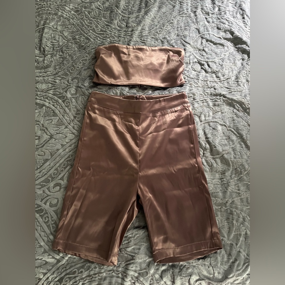 Brand new satin bike short set